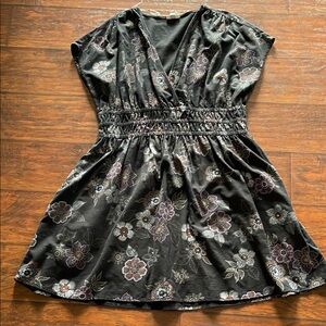 Ana Black Floral Wrap Dress